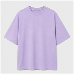 Camiseta de Manga Corta para Hombre, Cuello Redondo, Algodón Peinado, Color Lila Suave, Corte Holgado, Modelo MTS-OVR-0043 - Product Image 1