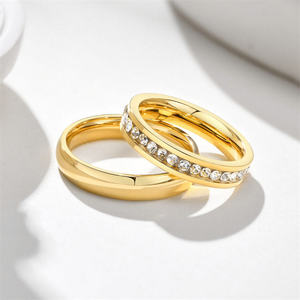 Bague de mariage empilable en or massif 9K 10K 14K 18K avec diamant rond cultivé en laboratoire, couleur DEF, clarté VS VVS, certifié IGI - Product Image 3