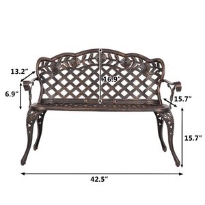Panca da Giardino in Alluminio Pressofuso Serie YS, 42,5 Pollici, per Coppie, Stile Leisure Rose - Product Image 3