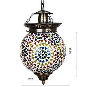 Lampe suspendue en verre mosaïque à motif floral multicolore, artisanale, décorative, pour la maison, le café, le restaurant - Product Image 3
