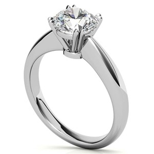 Bague de fiançailles solitaire en moissanite VVS1 taille ronde, or blanc massif 18 carats, double griffe, pour elle - Product Image 4