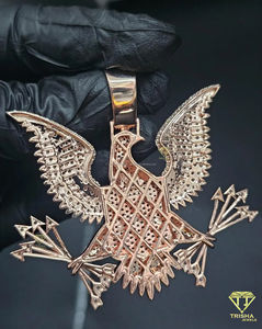 Pendentif Aigle Iced Out avec Nom Personnalisé en Argent 925, Finition Hip Hop, Diamant Moissanite, Charme d'Oiseau de Luxe - Product Image 4