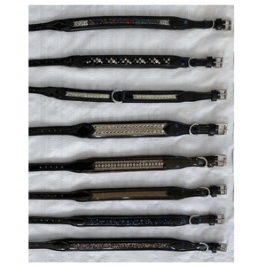 Saman exporte collier de chien en cuir à motif solide de qualité supérieure cristallisé haut fabricant indien fournisseur grossiste Rivet - Product Image 4