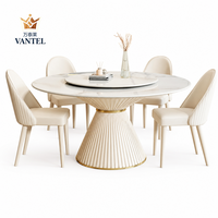 Table à manger en marbre sur mesure Vantel pour 8 personnes et chaises pour projets de meubles de villas de luxe, fabricant direct