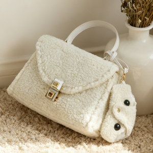 Lightweight Faux Sheepskin Handwoven Women's Handbag with <b>Mini</b> Wallet Plush Shoulder Bag - Product Image 2