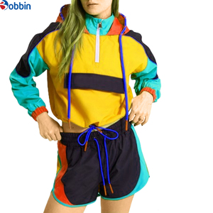 ชุดเซ็ตเสื้อแจ็คเก็ตครึ่งซิปมีฮู้ดและกางเกงขาสั้นสำหรับผู้หญิง ระบายอากาศได้ดี ไซส์ใหญ่ แฟชั่นฤดูใบไม้ผลิและฤดูร้อน แบบยูนิเซ็กซ์ 2 ชิ้น - Product Image 3