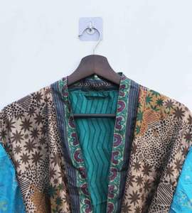 Sari de Seda Vintage para Mujer, Ropa de Dormir, Kimonos, Batas para la Playa, Kimono de Algodón con Estampado Floral para Interiores - Product Image 3