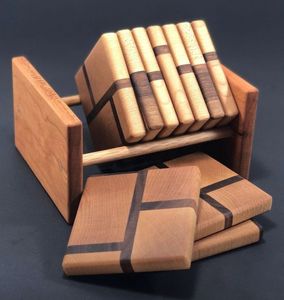 Premium Handmade Wooden Coasters for <b>Drinks</b>, Rustic Tabletop Protection and Elegant Home Decoration - Product Image 2