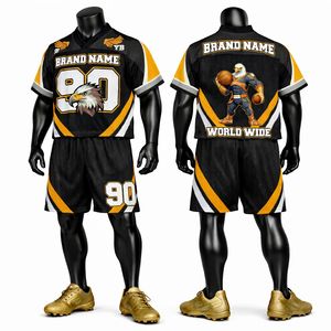 Conjunto de Camiseta y Pantalones Cortos de Fútbol Americano de Calidad Duradera, Uniforme Deportivo Transpirable, Ropa de Equipo Personalizada para Entrenamientos y Partidos - Product Image 1
