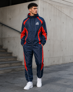 Custom Waffle Embroidered Waterproof Thermal Winter Windbreaker Sporty Tracksuit Set Men Hooded Full Zip Jacket Pants Outdoor - Product Image 1