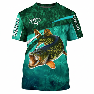 Camiseta de Pesca con Cuello Redondo para Hombre, Impresión por Sublimación, Poliéster, Ropa Deportiva para Pesca al Aire Libre, Pedido al por Mayor - Product Image 3