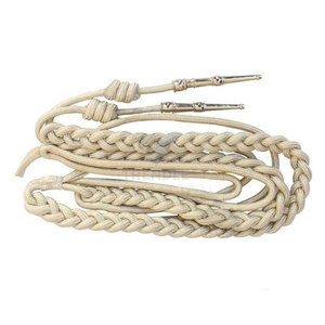 Aiguillette de hombro para uniforme ceremonial, hecha a mano con hilo de alambre plateado y puntas metálicas, diseño personalizable, nailon. - Product Image 1