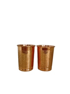 Premium Engraved Copper Drinking Glass Handcrafted Floral Design Ayurvedic Vessel Luxury Seamless Copper Tumbler for Gifting - Product Image 2