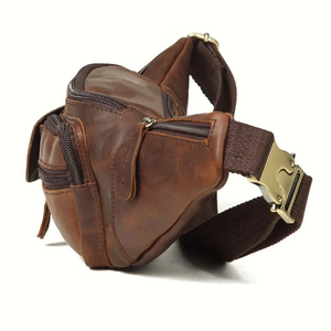 Premium Quality Unisex Genuine Leather Waist Bag Unisex Vintage Style Zipper Closure Multi Pocket Daily Use Fanny Pack - Product Image 6