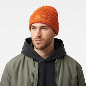 Bonnet orange personnalisé avec logo brodé, unisexe, en tricot côtelé, style décontracté, streetwear, couleur unie - Product Image 6