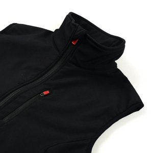 Women <b>Black</b> Sleeveless <b>Vest</b> Stand Collar Zipper Closure Windproof Outerwear Regular Length Solid Color Woven Fabric - Product Image 4