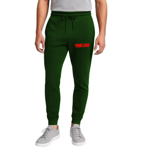 <span class=keywords><strong>Pantaloni</strong></span> da Jogging Casual da Uomo Verde Scuro con Coulisse in Vita Elastica, Peso Medio, con Spazio per Logo sul Gambe Sinistra - Product Image 1