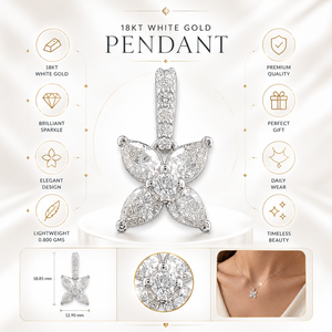 Colgante de flor con diamantes naturales en oro blanco de 18 quilates |   Elegante Collar de Diamantes con Diseño Floral para Mujer |   Colección de Regalos de Joyería Fina de Lujo - Product Image 5