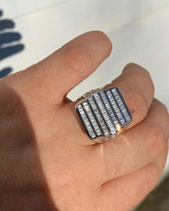 <b>Men's</b> Custom Moissanite Diamond Hip Hop <b>Ring</b> Big Baguette Design Solid 925 Sterling <b>Silver</b> Luxury Fashion Jewelry for <b>Men</b> - Product Image 4