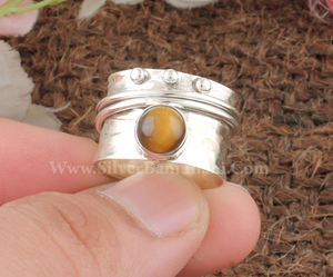 Anillo Giratorio Clásico de Ojo de Tigre Natural al por Mayor, Plata 925, para Hombres y Mujeres, Anillo Antiestrés, Idea de Regalo de Boda - Product Image 5