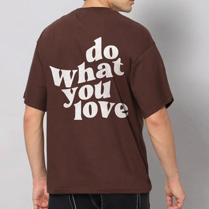 T-shirt décontracté pour homme en jersey 100 % coton marron à col rond et manches courtes, avec imprimé numérique sur le devant, motif uni, séchage rapide, coupe classique - Product Image 2