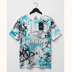 Camiseta de alto rendimiento con estampado de grafiti personalizado Ziakot Industry, negra-medio rosa, con salpicaduras 3D expresivas, al por mayor - Product Image 4