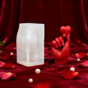 Moule en silicone pour bougie en gypse époxy artisanale, cœur de doigt, Saint-Valentin, aromathérapie - Product Image 2