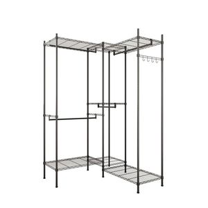 Porte-vêtements portable en métal avec étagère suspendue, organisateur de placard pour la maison, pour organiser les vêtements - Product Image 5