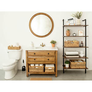 Panier en osier Jumbo tissé à la main Jacinthe d'eau naturelle et jonc de mer Organisateur de stockage avec poignées - Product Image 3