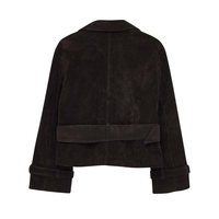 Manteau long en fausse daim de laine pour femme, style serpent, avec ceinture, marron personnalisé, décontracté, écologique, en polyester, OEM ODM