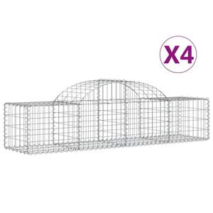 Ensemble de 4 grands paniers gabions durables en fer galvanisé argenté, ornements de jardin - Product Image 2