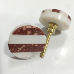 Perilla de puerta moderna con incrustaciones de mármol natural con detalles ornamentados, herrajes de piedra Premium para interiores de casas clásicas - Product Image 1