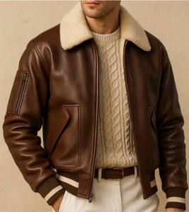 Veste en cuir pour homme avec col montant et logo frontal, séchage rapide et respirante - Product Image 3