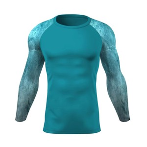 Maillot de compression pour homme Rush Guard, protection solaire, imprimé, en Spandex/Polyester, résistant à l'eau, séchage rapide - Product Image 5