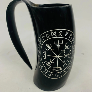 Gobelet artisanal écologique en corne de buffle, tasse naturelle en forme de ventre avec motif d'oiseau gravé, style vintage, idéal pour les fêtes et les cadeaux - Product Image 2