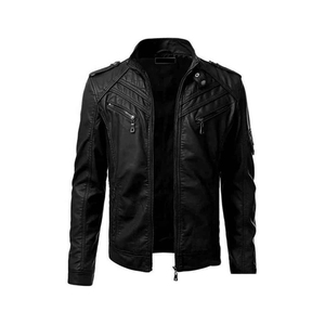 <b>Light</b> Weight <b>Men</b> Leather <b>Jacket</b> Durable Casual Plain Windproof Leather Fashion Leather <b>Jacket</b> For <b>Men</b> Breathable With OEM - Product Image 1