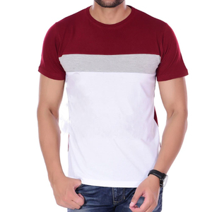 T-shirt à manches courtes en tricot pour homme, col rond, coupe classique, style décontracté, blanc, rouge, gris, polyester/coton, anti-boulochage - Product Image 1