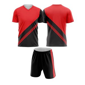 Conjunto de Jersey de Hockey Rojo y Negro, Cuello en V, Manga Corta, con Pantalones Cortos a Juego, Uniforme Deportivo, Ropa para Partidos Atléticos - Product Image 1