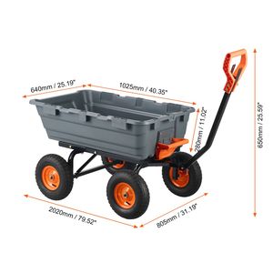 Carrello da Giardino Versatile e Resistente con Manico a Doppia Funzione, Telaio in Acciaio da 6,48 Cu.ft e Vano in Polietilene, Montaggio Semplice - Product Image 5