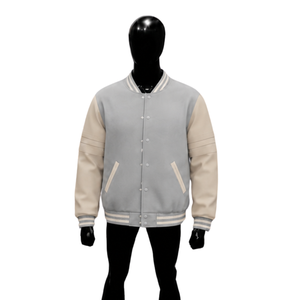 CLASSIC GREY VARSITY BOMBER JACKET MODERN COLLEGE FASHION Casual Cotton Polyester Bomber <b>Coat</b> Autumn Solid Color Turn-down Colla - Product Image 1