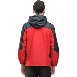 Customized Men's Red & <b>Black</b> <b>Windbreaker</b> Outdoor Hooded Jacket with Zippered Pockets Sporty Waterproof Design for Cold Weather - Product Image 3