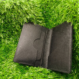 Porte-cartes en cuir texturé Saffiano noir de qualité supérieure, portefeuille minimaliste fin pour cartes de crédit avec plusieurs emplacements, haute qualité pour hommes - Product Image 4