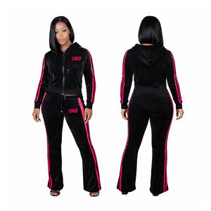 Hot Sale Custom Valour Tracksuit Women's Streetwear Daily Wear Regular Fit Winter <b>2</b> <b>Piece</b> Long <b>Set</b> Breathable Plaid Velvet - Product Image 3