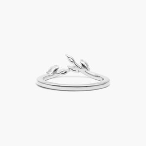 14K White Gold Marquise Leaf Lab Grown Diamond <b>Open</b> <b>Ring</b> - Product Image 5