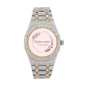 Reloj de Acero Inoxidable con Moissanita de Doble Tono, Lujoso, Estilo Hip Hop, Movimiento Mecánico Automático, Venta al por Mayor, Idea de Regalo Personalizada para Él - Product Image 2