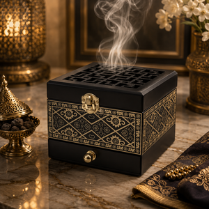 Handcrafted Black Resin Bakhoor Incense Burner Designer Arabic Oud Holder For Ramadan <b>Eid</b> Festive Luxury Home Decor <b>Gift</b> <b>Box</b> - Product Image 3