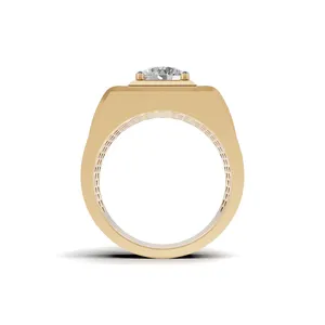 IGI Certified & VVS Clarity Crown Imperium Men's <b>Diamond</b> <b>Ring</b> Lab Created Yellow Gold <b>Diamond</b> <b>Ring</b> Round Cut <b>Ring</b> for Wholesale - Product Image 3