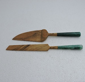 Stainless Steel <b>Cake</b> Knife Set 2 Pieces White Handle Rectangle Shape Hand Wash Only - Product Image 2