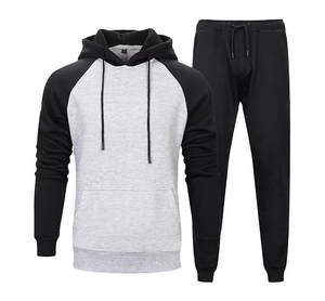 Ensemble de survêtement pour homme avec logo personnalisé, sweat à capuche en molleton de coton, pantalon de jogging, fermeture éclair intégrale, vêtements de sport décontractés - Product Image 2