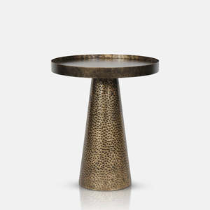 Mesas de Centro y Auxiliares Redondas de Metal Chapado en Oro con Textura Martillada Estilo Art Deco de la Mejor Calidad para Decoración del Hogar, Hotel u Oficina - Product Image 6